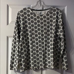 Croft & Barrow Black and White Patterned Long Sleeve Top